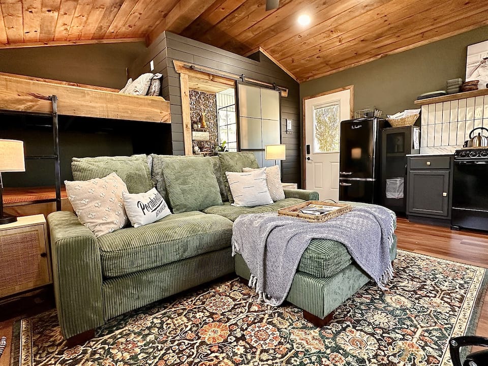 Cozy interior at Mystic Mushroom Treehouse